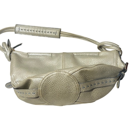 Liz Claiborne Shoulder Bag Metallic Gold Pebbled Leather Hobo Style Y2K - Picture 12 of 14